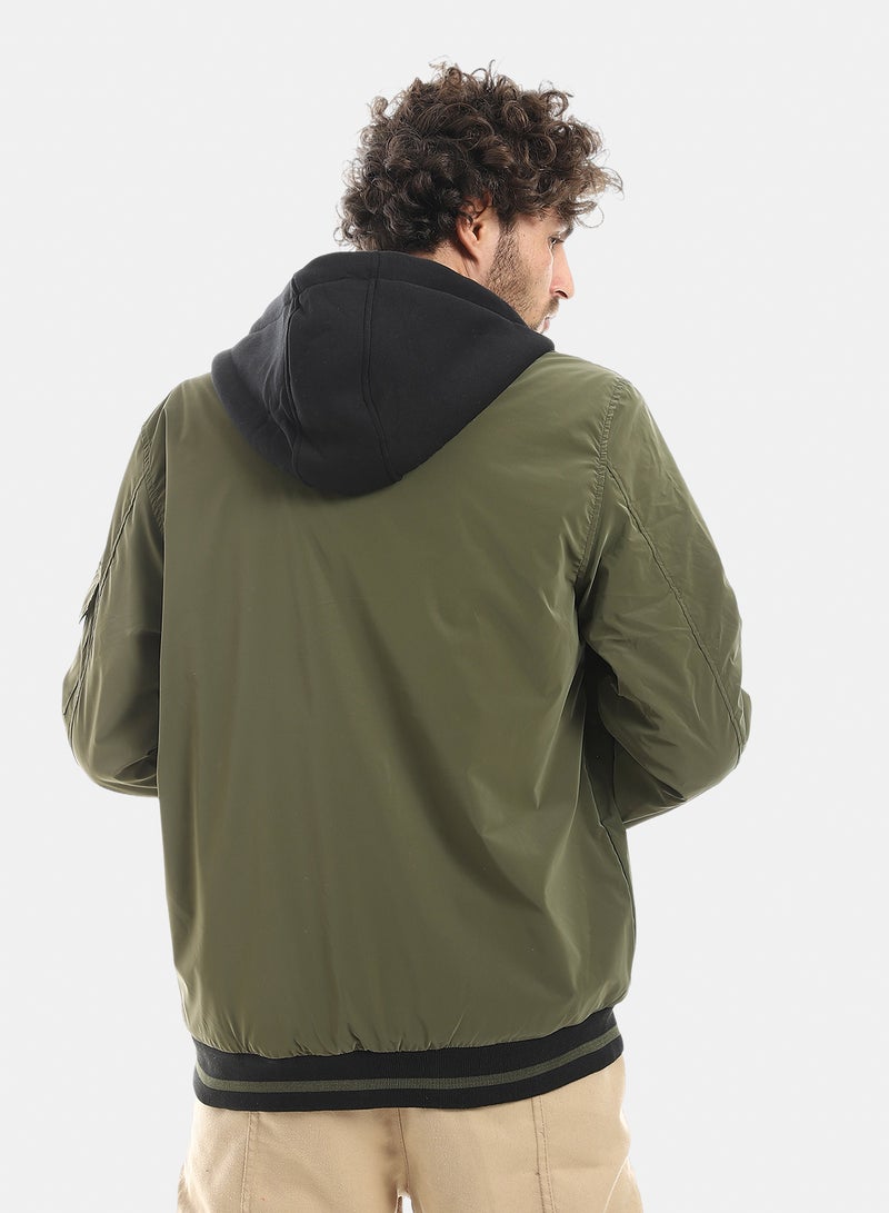 Andora Casual Hooded Jacket_Olive - Image 3